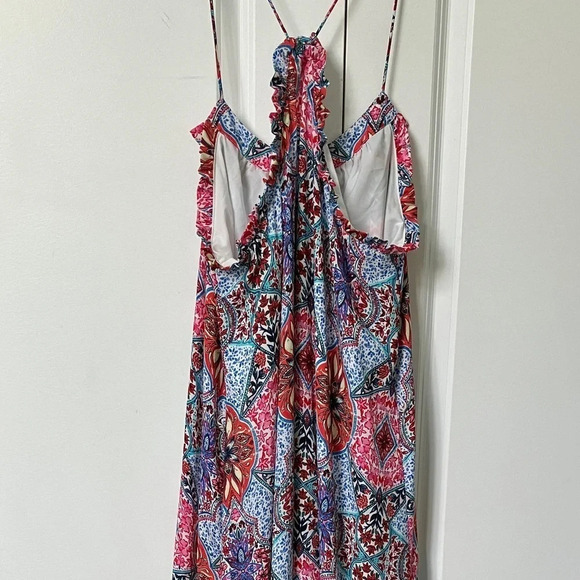 NWT Gap Floral Paisley Ruffle Trim Maxi Dress Boho Beach Coastal - Picture 3 of 8